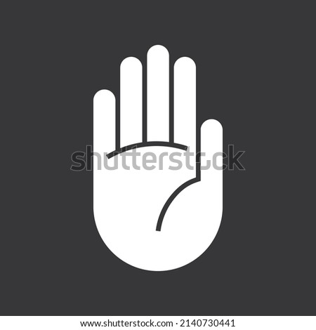 Stop hand icon on grey background