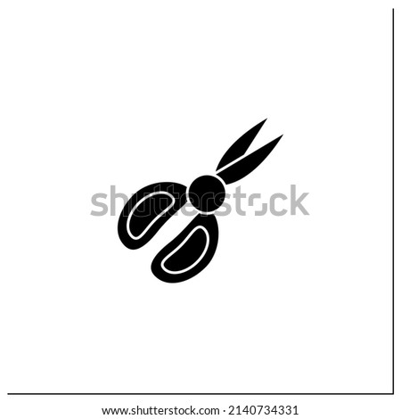 Shears glyph icon. Food preparation equipment. Cutting products. Cooking utensils. Kitchen tools concept. Filled flat sign. Isolated silhouette vector illustration