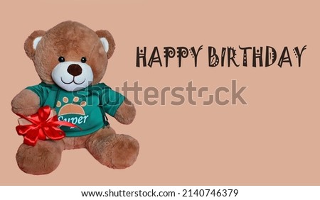 a bear with a gift. happy birthday holiday concept
