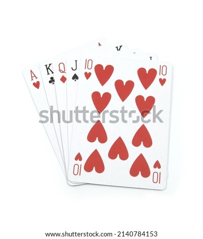 Straight - poker cards on white background