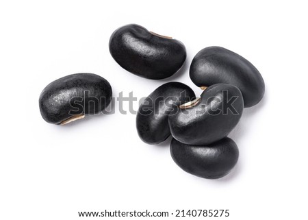 Black beans (Urad dal, black gram, vigna mungo) isolated on white background. Top view. Flat lay. Makro. Royalty-Free Stock Photo #2140785275