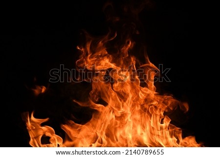 Fire flame texture for banner background. Burn abstract lights. Burning big flame. Blaze flames overlay background. Royalty-Free Stock Photo #2140789655