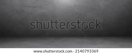 Dark Grey Background, Cement wall room empty Studio Backdrop and Rough floor with soft light well editing displays products decorated and text present on free space Concrete Background 