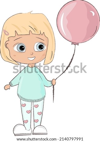 cartoon girl holding a balloon