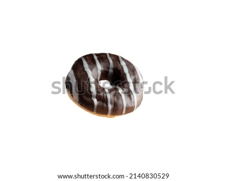 The doughnut is very tasty, isolated, on a white background