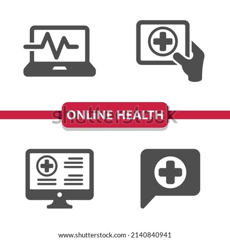 Online Health Icons. Healthcare, Health Care, Medical Icons. Professional, pixel perfect icons. EPS 10 format.