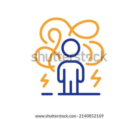 Difficult stress line icon. Anxiety depression sign. Mental health or Psychology symbol. Colorful thin line outline concept. Linear style difficult stress icon. Editable stroke. Vector