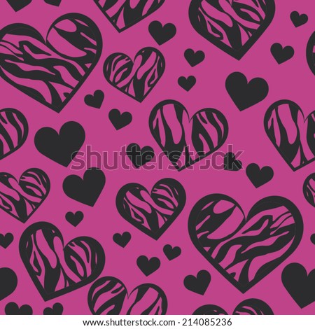 Zebra Hearts Seamless Repeat Background