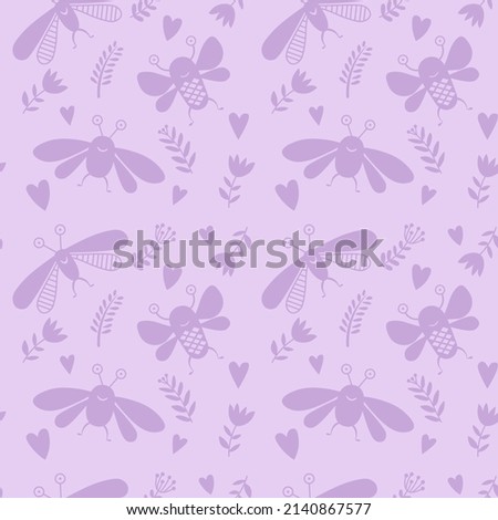Funny creatures look like bugs and flies vector insects with floral elements on pink
