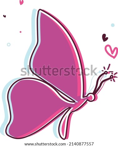 Flying Colorful Butterfly spreading love silhouette