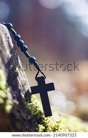 Black rosary in the woods