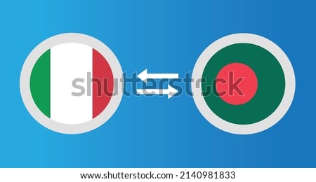round icons with Italy and Bangladesh flag exchange rate concept graphic element Illustration template design
