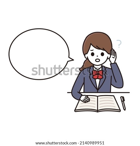 A balloon illustration of a girl in school uniform with deafness to hear back in class