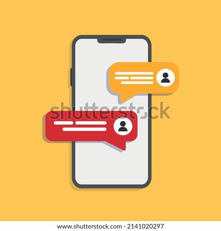 Social network chat on the smartphone. Stock vector.