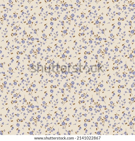 Summer nature motif. Daisy seamless pattern. Twigs, petals and leaf. Meadow flowers background. Trendy flat design made of botanical ornament. Good for fashion, textile and fabric. Royalty-Free Stock Photo #2141022867