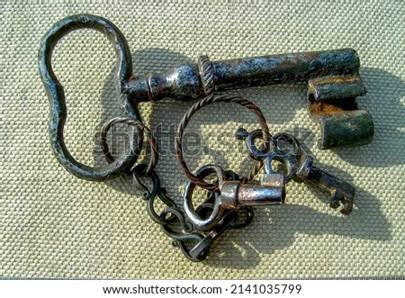 Vintage keys close - up, 18th, Keys of vintage locks Royalty-Free Stock Photo #2141035799