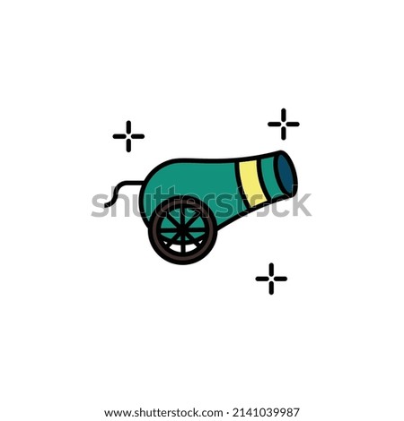 Fire Cannon Filled Color Icon - Ramadan and Eid Mubarak Icon Concept Vector Illustration. Royalty-Free Stock Photo #2141039987