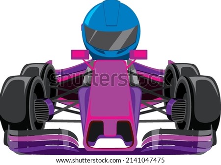 A formula racing car with a racer illustration