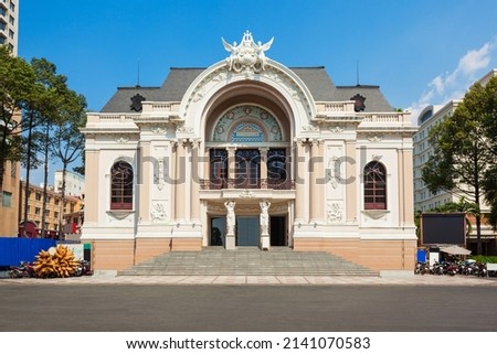 The Municipal Theatre of Ho Chi Minh City or Saigon Opera House is an opera house in Ho Chi Minh City in Vietnam Royalty-Free Stock Photo #2141070583