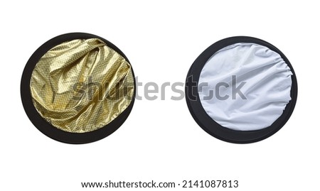 Collapsible circular reflectors with handles  Royalty-Free Stock Photo #2141087813