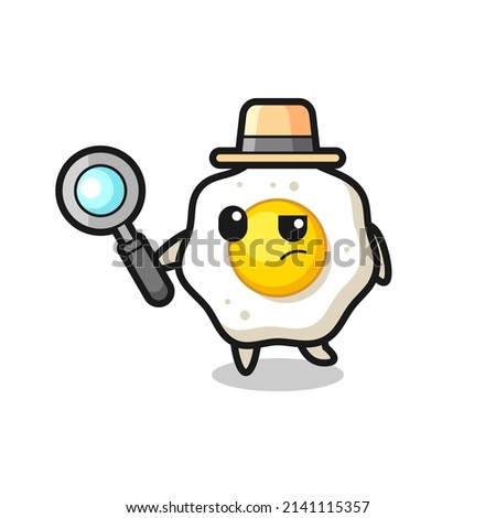 fried egg detective character is analyzing a case , cute style design for t shirt, sticker, logo element