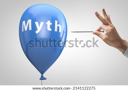 Destruction of myths. Propaganda and disinformation theme illustration Royalty-Free Stock Photo #2141122275