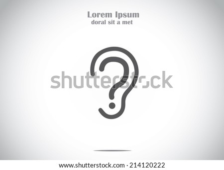 ear or listening check up or protection with question mark. A tender ear with a big question mark in the middle - health and medical concept illustration art