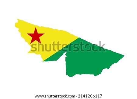 Acre map flag vector silhouette illustration isolated on white background. Brazil state Acre map symbol. South America territory. Royalty-Free Stock Photo #2141206117
