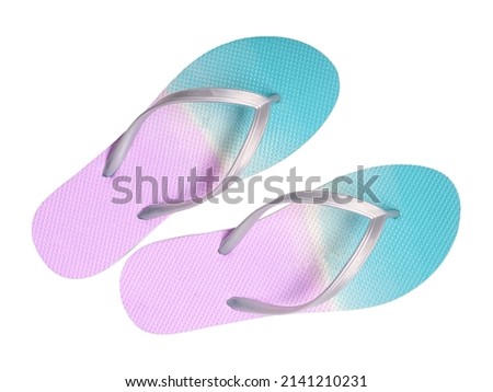 Bright flip-flops on a white background
