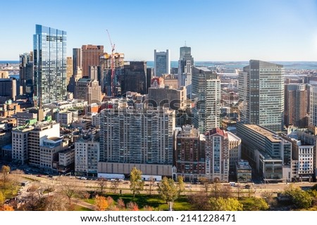 Aerial view downtown Boston Massachusetts