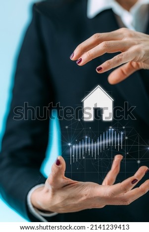 Real estate market prices increasing, conceptual photo with added digital graph