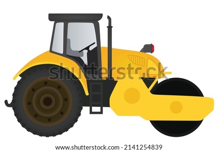 Yellow road roller. vector illustration