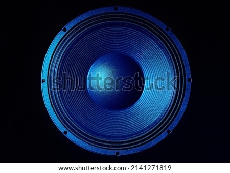 High-end loudspeaker. Music Studio speaker. Sound system for sound recording studio. Professional hi-fi speaker box. Audio equipment for home theater. Electronic music concept. Royalty-Free Stock Photo #2141271819