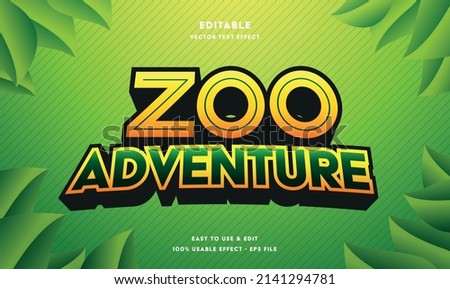 zoo adventure editable text effect with modern and simple style, usable for logo or campaign title Royalty-Free Stock Photo #2141294781