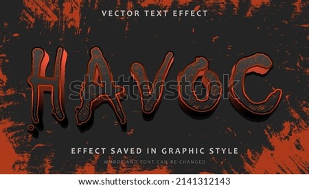 Abstract 3d Grunge Word Havoc Editable Text Effect Design. Effect Saved In Graphic Style