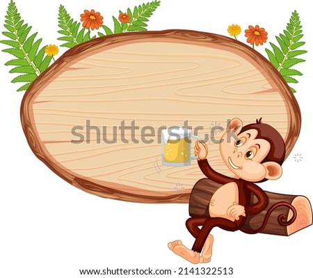 Blank oval wooden signboard with animal illustration