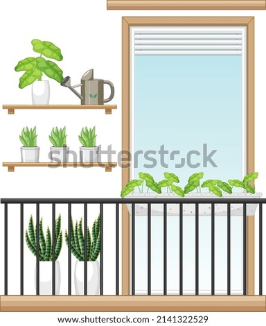 Balcony of apartment building facade illustration