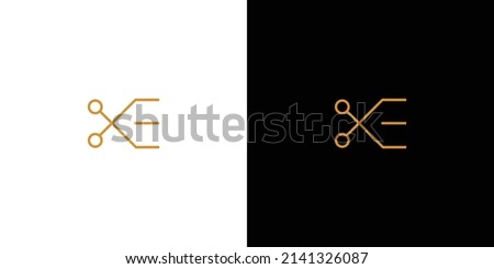 Unique and modern letter E scissor logo design
