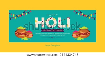 Cover page of Indian festival happy Holi festival of colors template. 