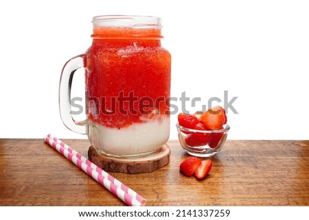 Strawberry Smoothie with Yogurt healthy drink white background