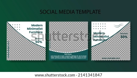 A collection of minimal editable square banner templates. Black, green and white background color with stripes. Suitable for social media posting and web internet advertising. Vector illustration2712