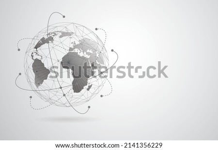 Global network connection. World map point and line composition concept of global business. Vector Illustration Royalty-Free Stock Photo #2141356229