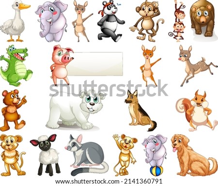 Set of animal cartoon character illustration