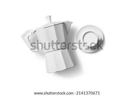 teapot and cup top view mockup scene isolated on white background