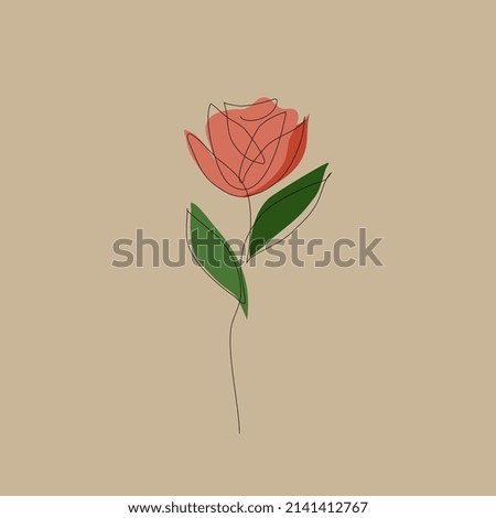 Flower rose line with natural colour
