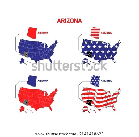 Arizona map usa map with usa flag design illustration vector eps format , suitable for your design needs, logo, illustration, animation, etc.