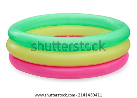 Inflatable paddling pool isolate, without water empty. pool kiddy isolate. clipping path.
