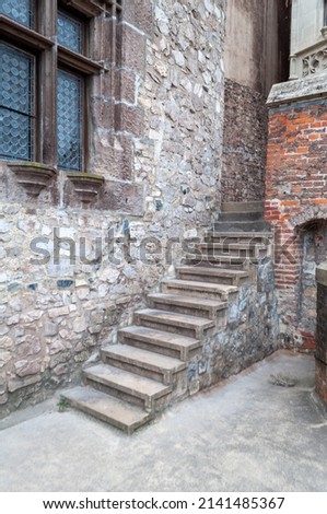Design of a window and stairs of an old castle