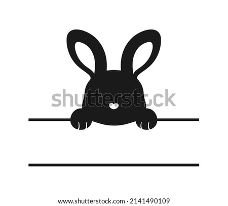 Rabbit silhouette split monogram, Easter bunny clipart name tag icon