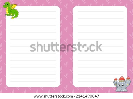 Colored sheet template for notes. Paper page for journal, notebook, diary, letters, schedule, organizer.